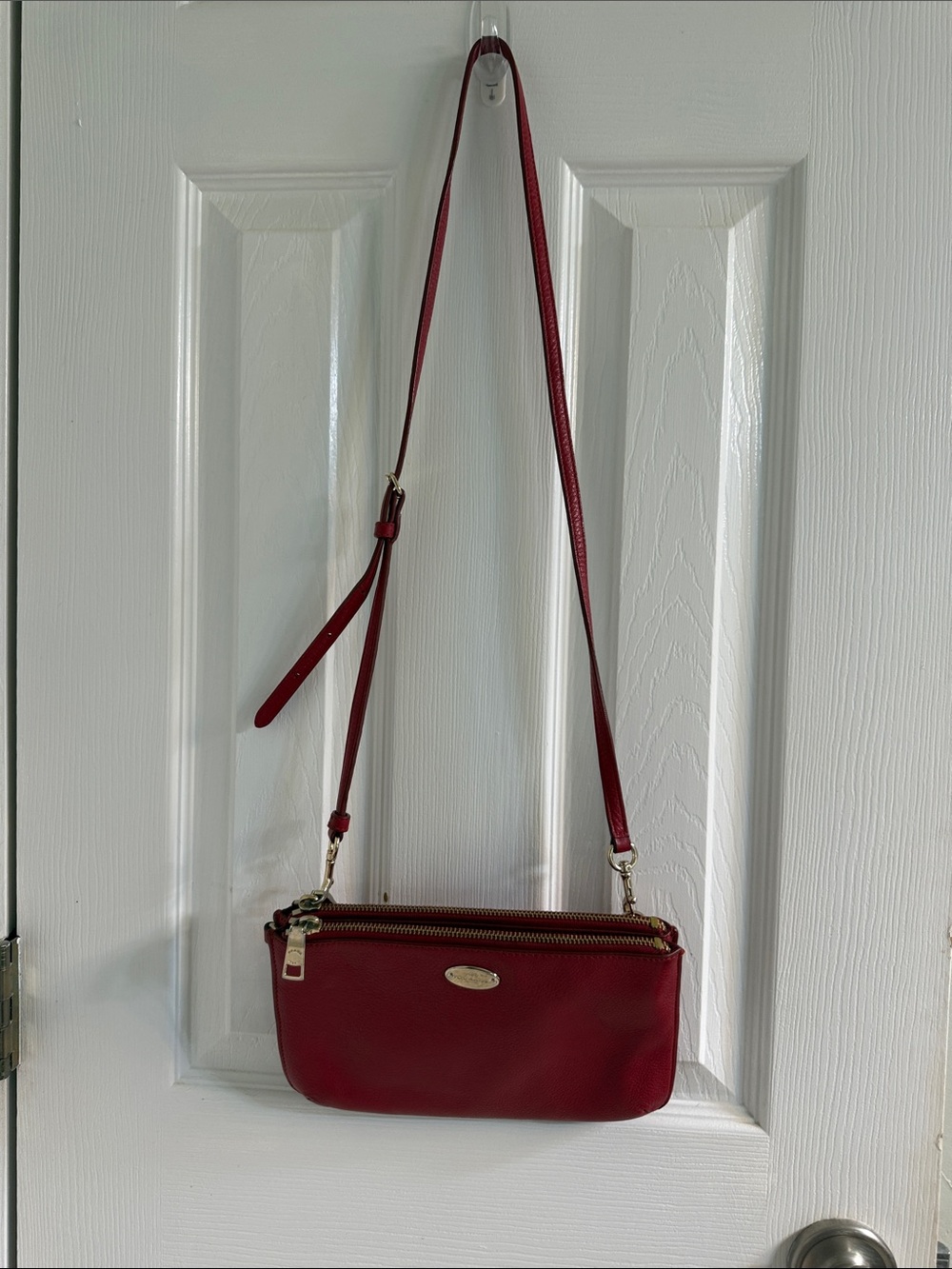 COACH Red Leather Crossbody Bag with Adjustable Strap